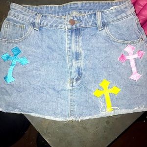 Chrome Heart Denim Skirt